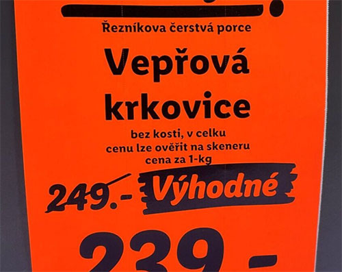 Vepřová krkovice 250 korun za kilo?